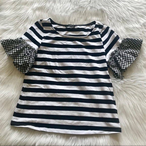 SHEIN Tops - LAST CHANCE Striped and Gingham Blouse
